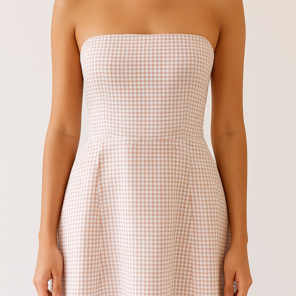 Altar'd State Strapless Pink and White Dress
